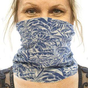 Blue Floral Gaiter Face Mask - Beanie - Headband